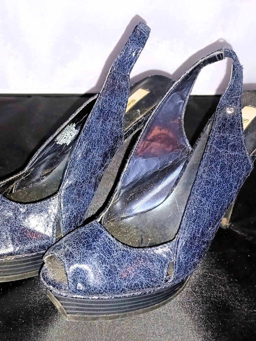 Simply Vera Wang Women Navy Blue Slingback High Heel Sz 7.5
